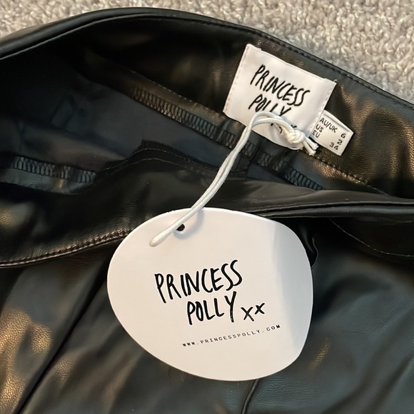 Princess Polly Braden Black Leather Pant NWT - Picture 5 of 5